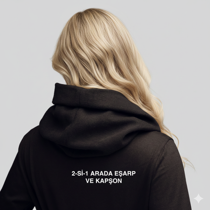 Saten Astarlı Su Geçirmez Sonsuz Yağmurluk Eşarp