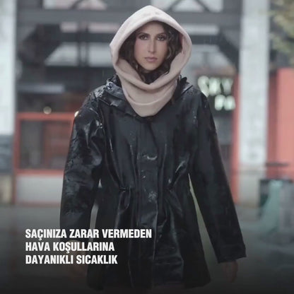 Saten Astarlı Su Geçirmez Sonsuz Yağmurluk Eşarp